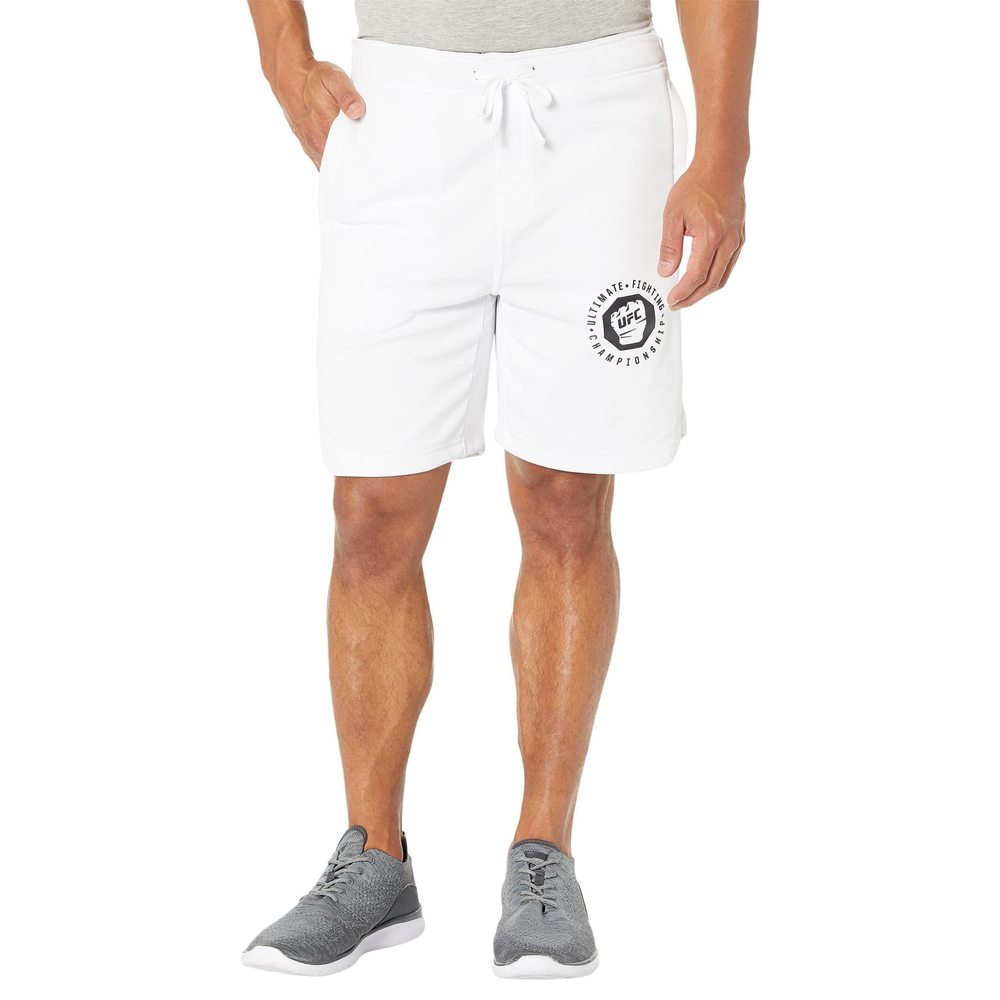 UFC Mens Basic 8" Workout Shorts White SM